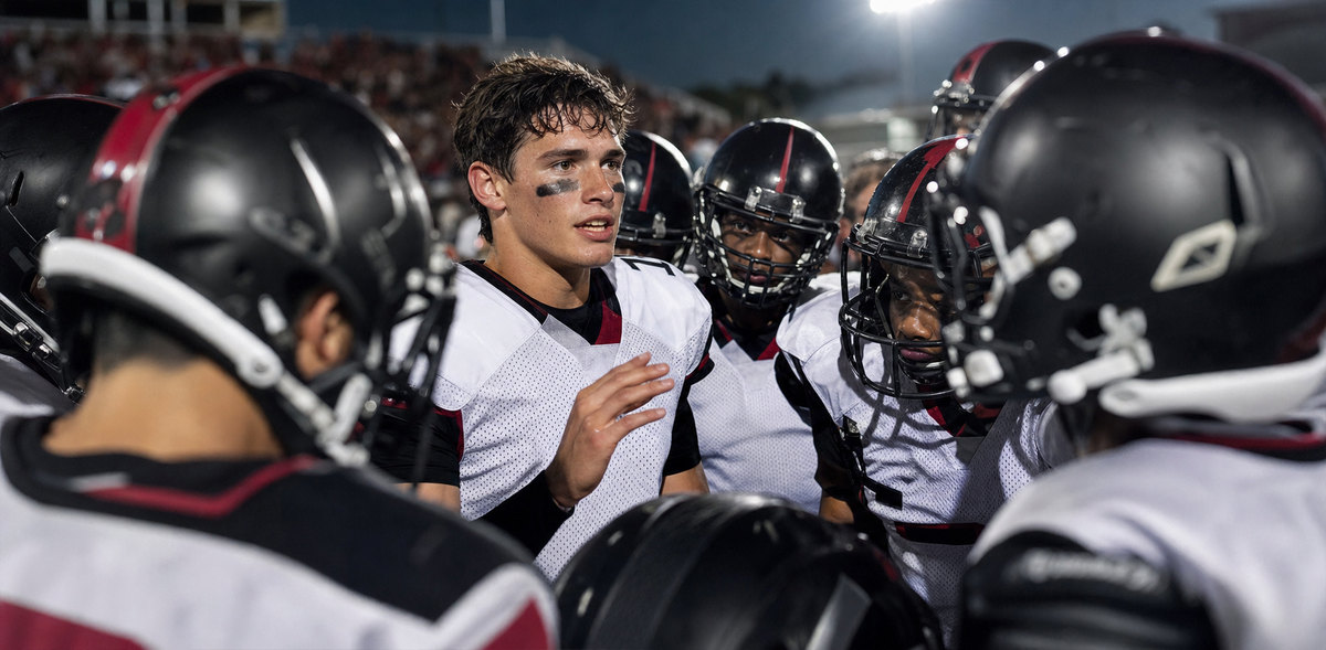 Quarterback dropping back to pass during a game